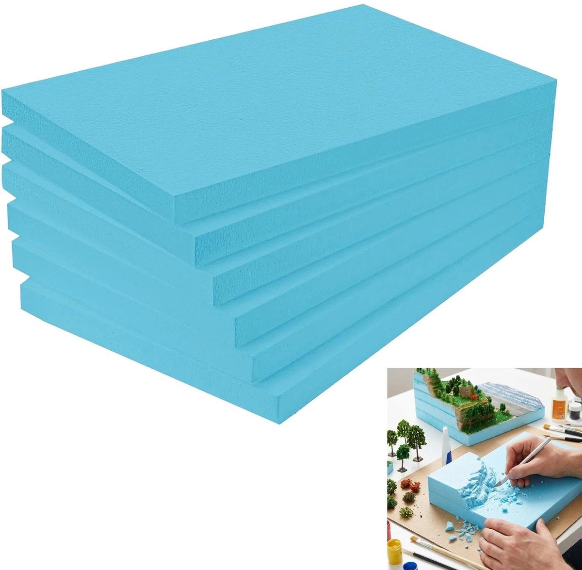 Omgoods- Hardschuimplatenset 6 Stuks - Schuimrubber - 29x20x2 cm - Ideaal voor Modelbouw/Knutselen - Geurloos - Vervuilingsvrij - Schuimplaten