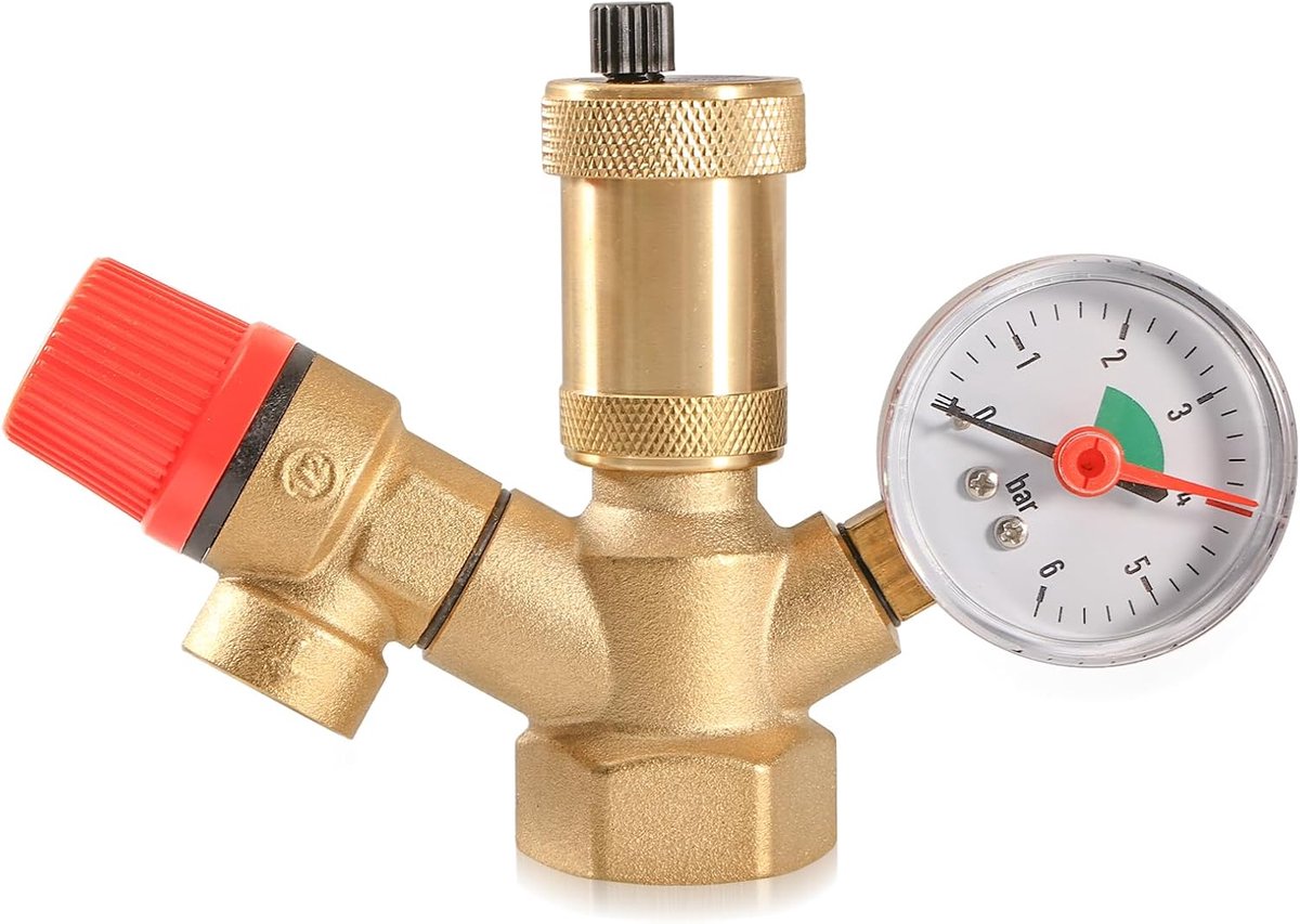 DN25 (1"), 3 bar, tot 50 kW, veiligheidsgroep met veiligheidsventiel, manometer, snelontluchter en isolatie, ventielverwarming, aansluitgroep voor verwarmingssystemen