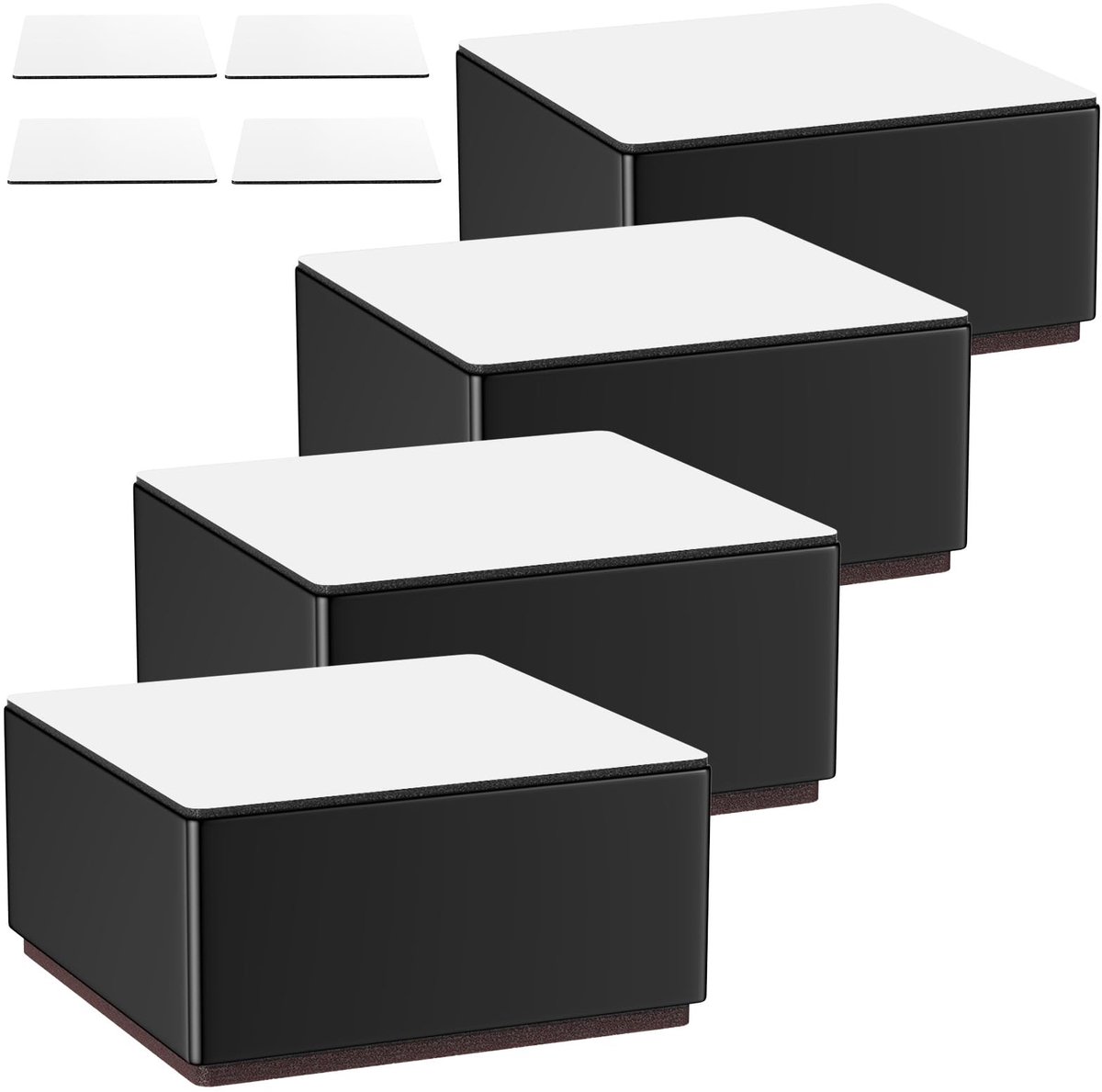 Omgoods - Meubelverhoging van Koolstofstaal, 3 cm, Zelfklevend, Zwart, Set van 4
