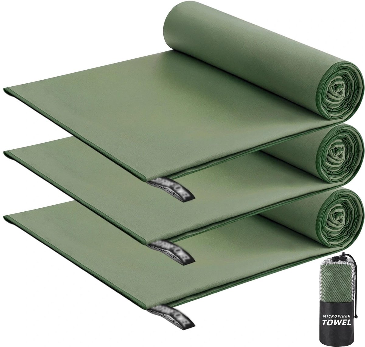 Omgoods - 3 Stuks Sneldrogende Microvezel Handdoeken - Ideaal voor Zwemmen en Reizen