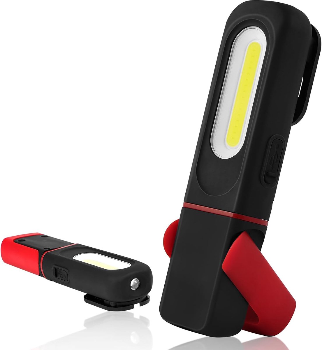 gereedschapslamp, led-zaklamp USB-oplaadbaar, draaibare functie + magnetische basis en haak, autoreparatielamp, 1200 mAh, 1 st.