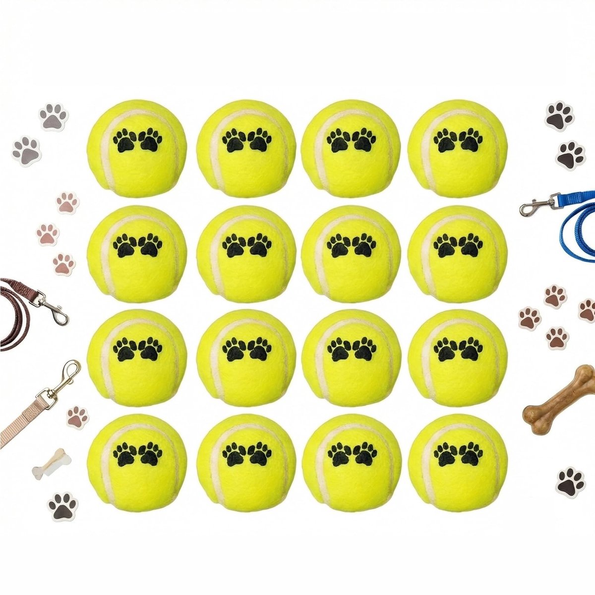 Omgoods- Tennisballen 12 stuks - Mini-tennisballen voor kleine honden - Interactief hondenspeelgoed - Training en spel - Duurzaam rubber - Geschikt voor binnen en buiten