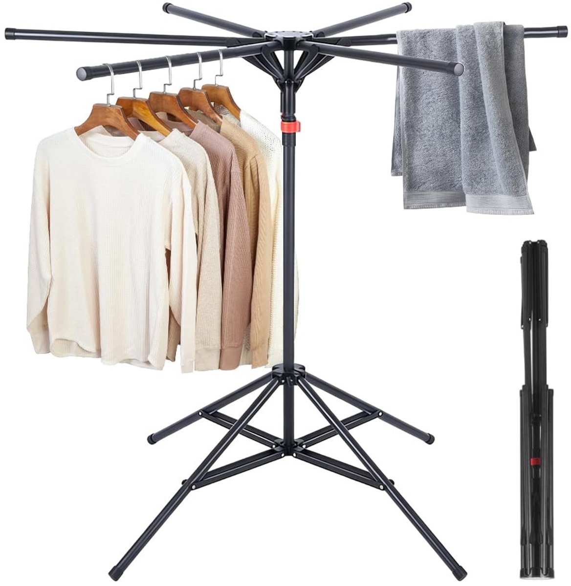 Omgoods - Vloerdroogrek met Uittrekbare 6 Vleugels voor Binnen en Buiten