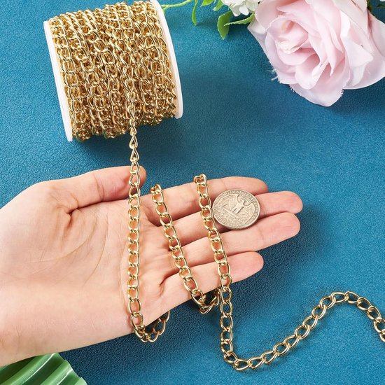 10 Meter Aluminium Curb Kettingen Gouden Twisted Extender Kettingen Ongelaste Extender Link Kettingen met Spoel voor DIY Ketting Sieraden Maken — afbeelding 2