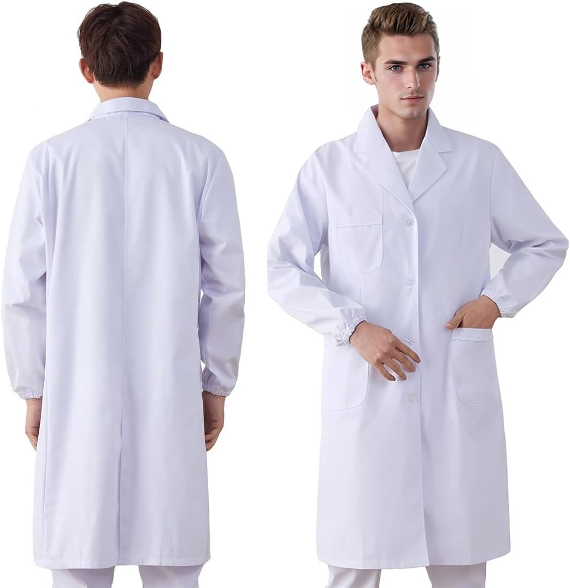 Dames en heren, katoen, doktersjas, wit, lange mouwen, witte jas voor laboratorium, scheikunde, overhemden voor verpleegsters, studenten, cosplay