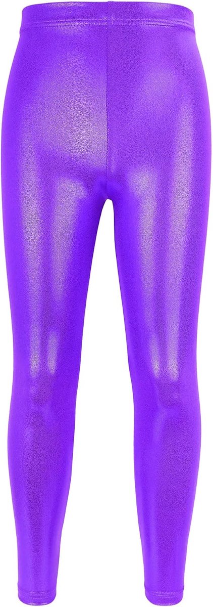 Dansbroek voor kinderen, meisjes, gymnastiek, metallic glanzende dansleggings, skinny voor optredens, kostuum