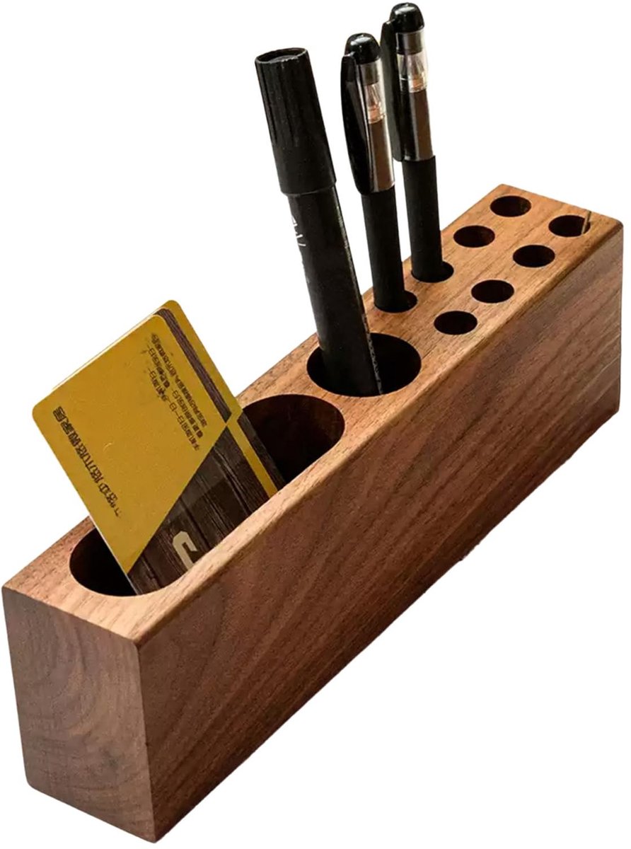 Omgoods - Elegant Houten Bureau Pencilhouder met Opbergruimte - Minimalistisch Ontwerp