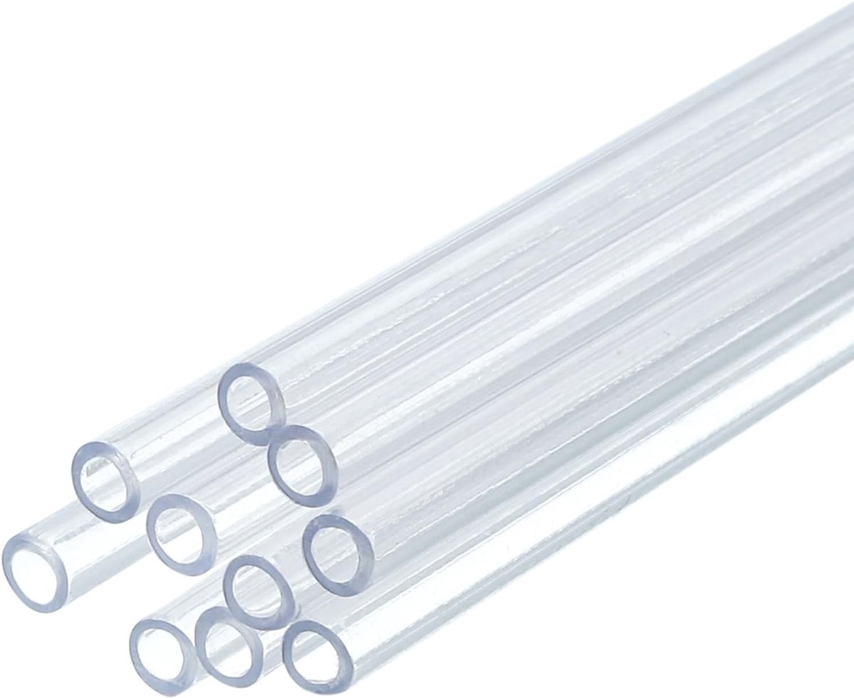 10 stuks heldere kunststof buisleidingen, 2 mm ID x 3 mm OD, 0,5 meter lengte, ronde polycarbonaat buis voor aquariumwaterbuis, waterkoelsysteem, sanitair