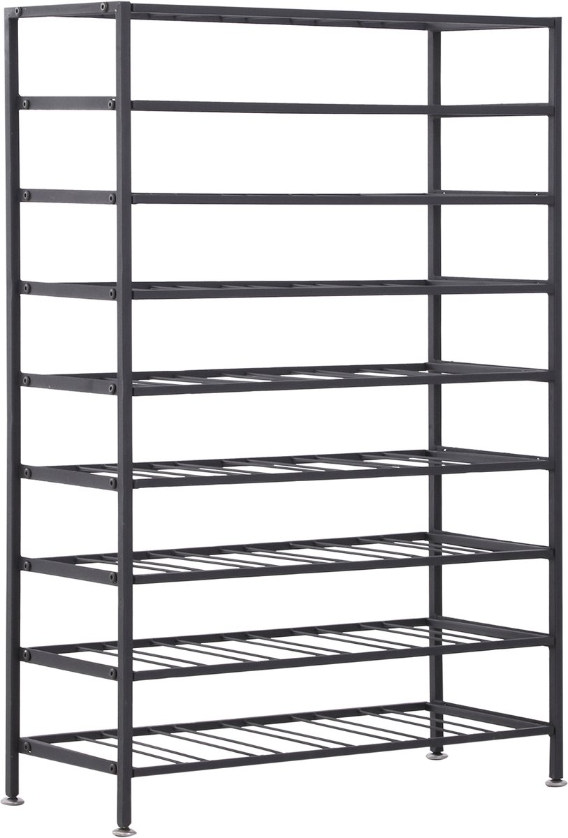 Wijnrek, flessenhouder, capaciteit 54 flessen, afmetingen: 63L x 25B x 91H cm, zwart metaal