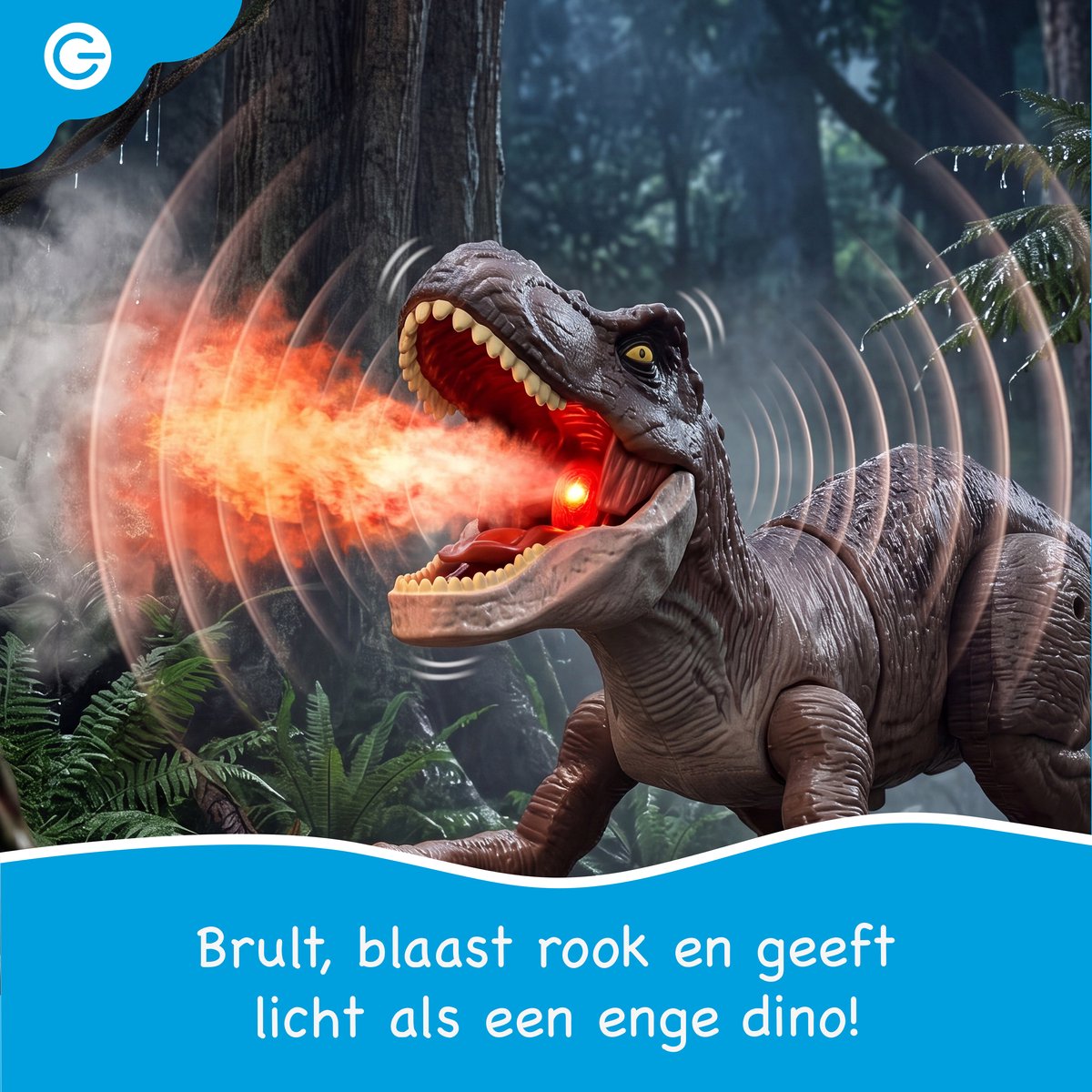 Silvergear® Bestuurbare Dino T-Rex - RC Auto Dino met Afstandsbediening - Interactief Dinosaurus Speelgoed met Rookeffect, Licht & Geluid - 15 km/h - Oplaadbaar - Tyrannosaurus Rex Speelgoed - Bruin - Cadeau voor Jongens 3,4,5,6,7,8,9,10+ Jaar — afbeelding 5