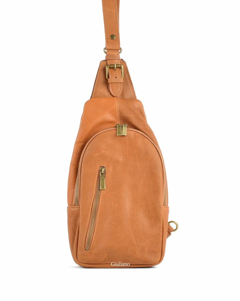 Giuliano gewassen lederen rugtas Noor - Dames - Made in Italy - Camel