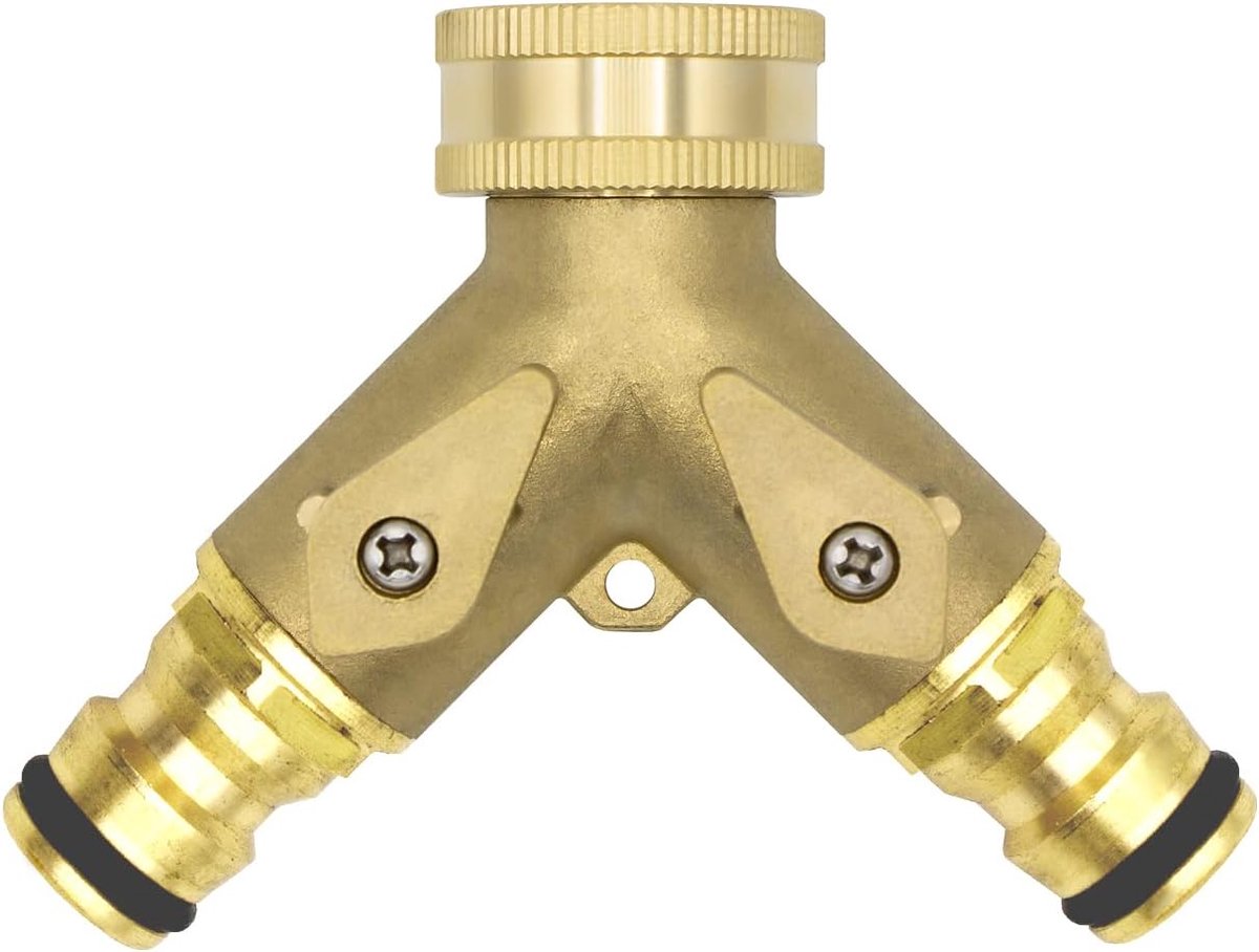 13149 Plug-In Systeem Y-Splitter met afsluiter 3/4 Inch Messing Blind