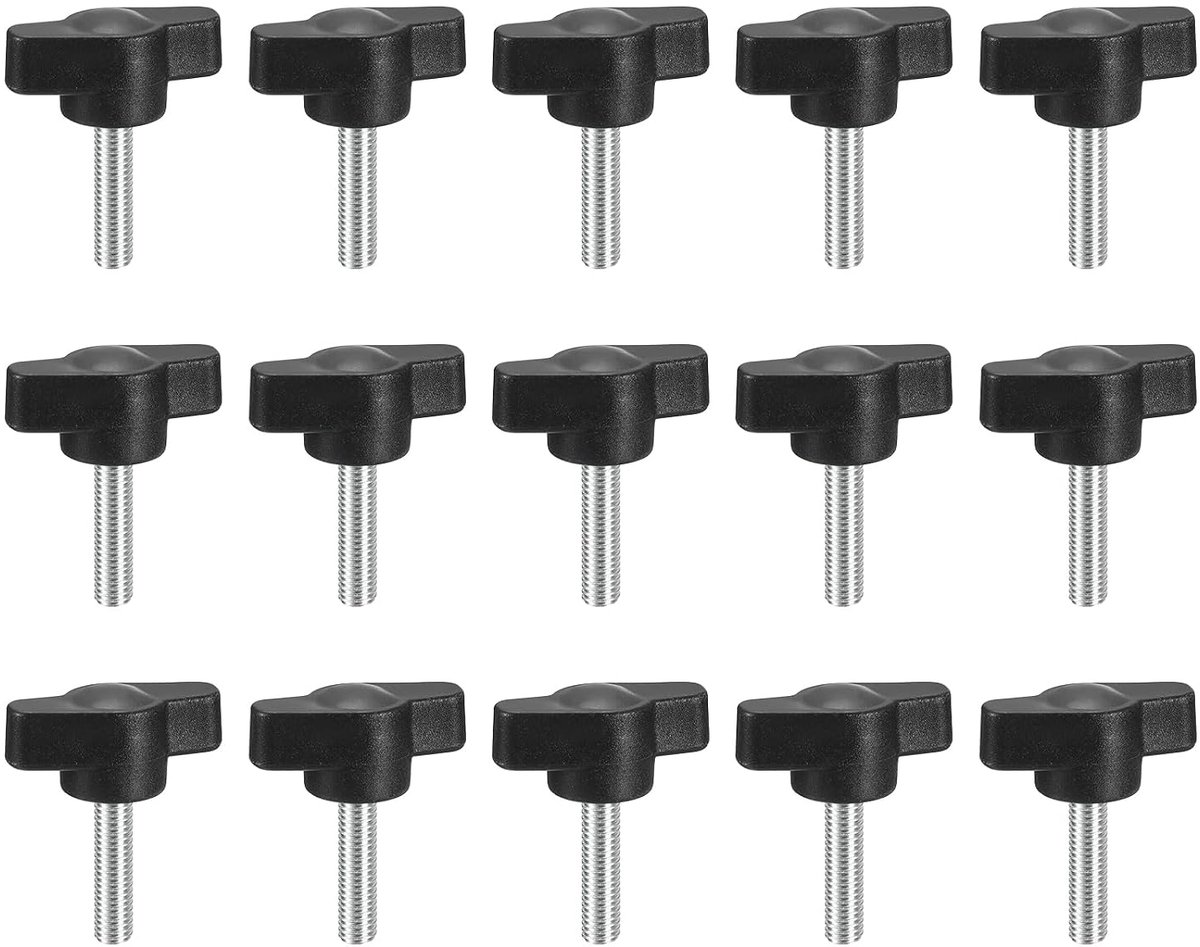 15 stuks vleugelschroeven M5 x 20 mm, kartelschroef stergreepmoer met handvat, sterkopschroef klemknop voor gereedschapsmachine aantrekken apparaten instrument