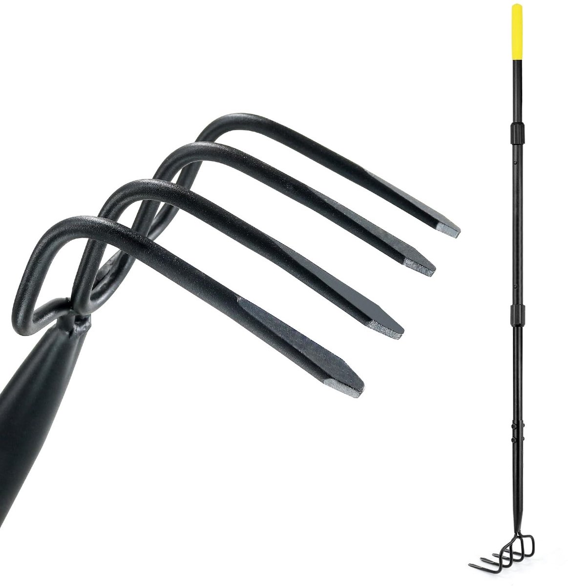 Omgoods - 4-Tanden Tuin Cultivator Hark - 150 cm Hand Tiller