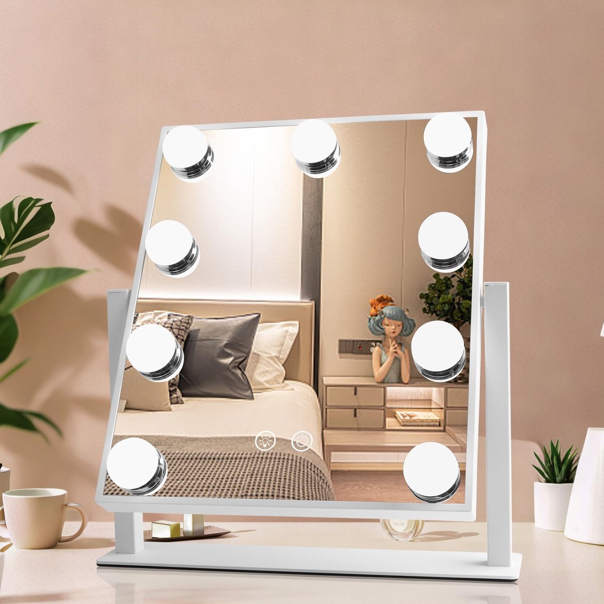 Omgoods - Make-upspiegel met Hollywood-verlichting - Dimbaar en Instelbare Kleurtemperatuur