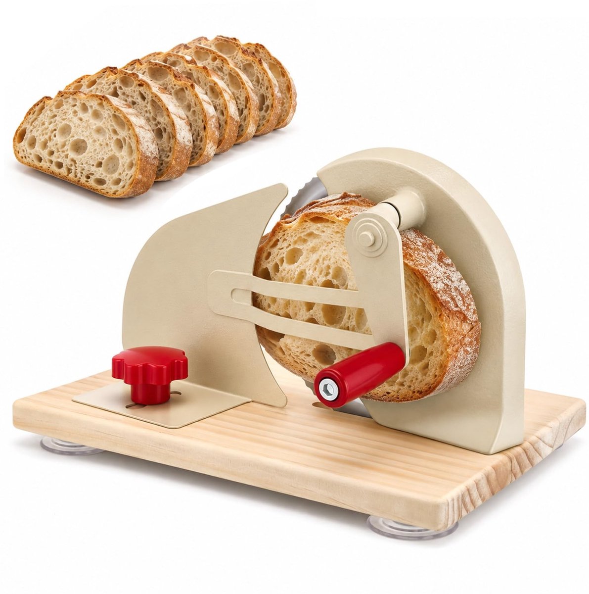 Omgoods - Handmatige Broodsnijder met Kom en Verstelbare Schijf - Ideaal voor Brood, Kaas en Groenten