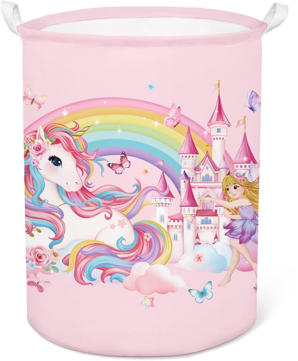 Omgoods - Kinderen Wasmand met Handvatten en Eenhoorn Design 63L