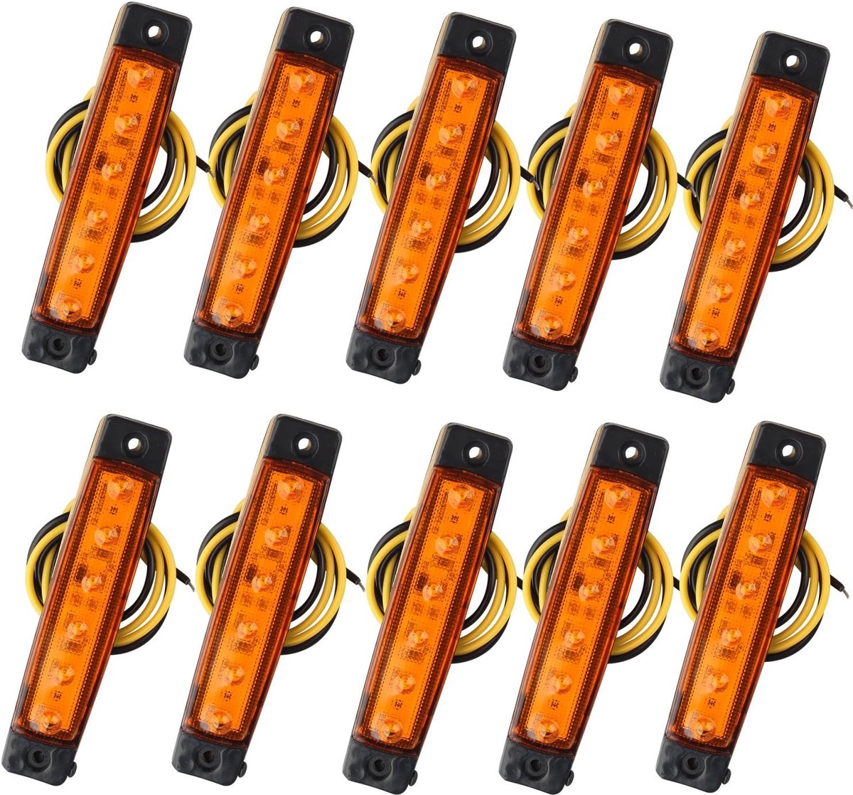 10 stks 12 V Side Marker Lichten 6SMD LED Lampen Voor Achterlicht Positie Indicatoren voor Trailer Truck Caravan Camper Van Vrachtwagen Bus Boot Tractor Motor Amber Oranje