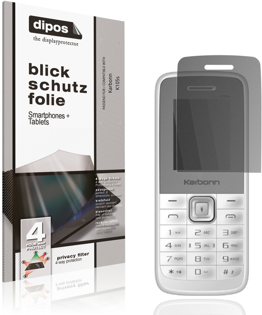dipos – Matte Privacy Screenprotector geschikt voor Karbonn K105s | Anti-Spy Beschermfolie