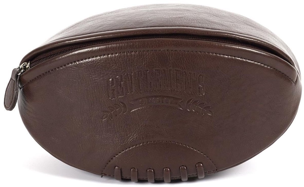 Omgoods - Rugby Ball Toilettas en Pennenbak in Bruin - Retro Ontwerp