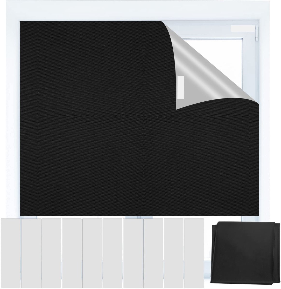 Omgoods - Zolderraam Blackout Rolgordijn - Geen Boren, 300 x 150 cm, Zwart