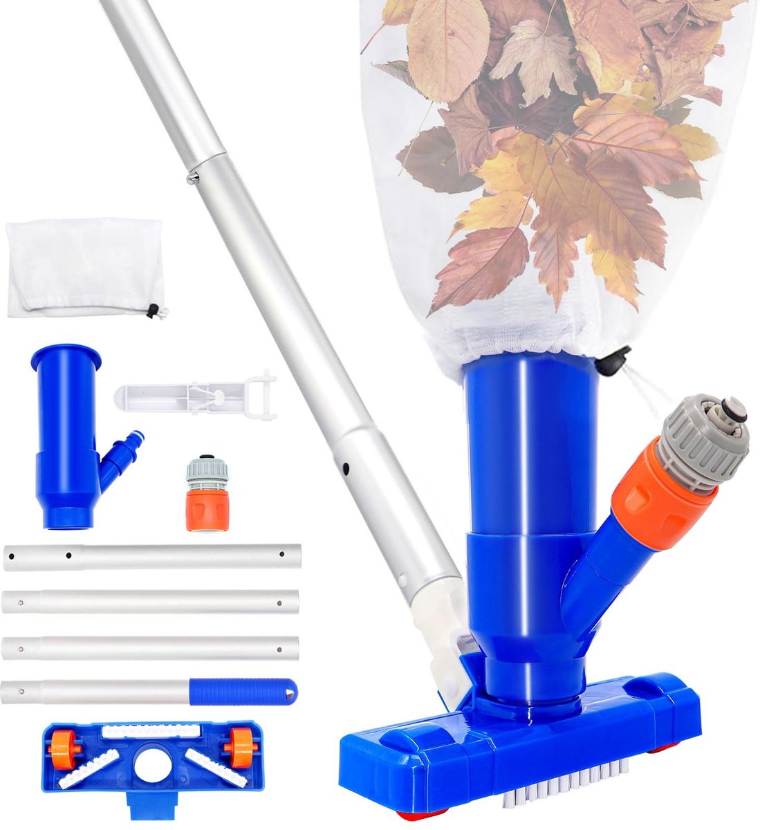 Omgoods - Poolstofzuiger met 4 Interchangeable Aluminium Stokken - Poolreinigingsset