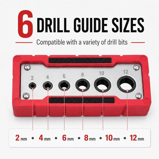 Hole Jig Drill Locator Professioneel houtbewerkingsgereedschap Nauwkeurige positionering Deuvelset voor timmerwerk Schrijnwerkprojecten ABS Metalen constructie 118 mm — afbeelding 3