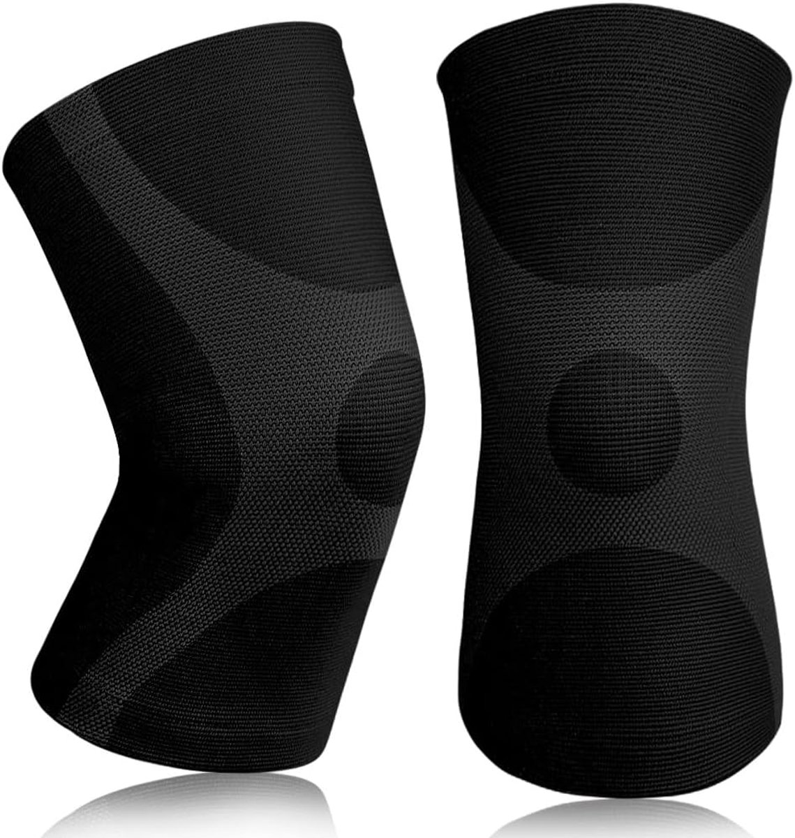 2 stuks sportkniebrace voor heren en dames, elastisch ademend kniebandage voor ligamenten en knie, compressiekniebrace voor hardlopen en training (Zwart-L-A)