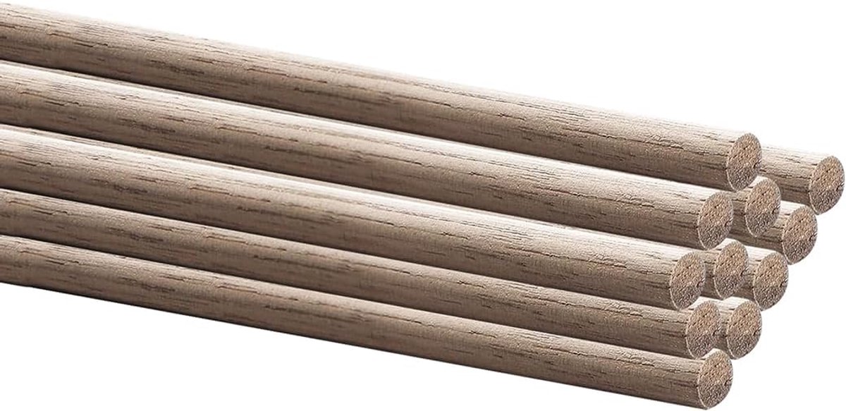 Houten deuvelstang, walnoot, knutselstang, diameter 1 cm, houten stokjes voor bouwmodelmateriaal, doe-het-zelf knutselbenodigdheden
