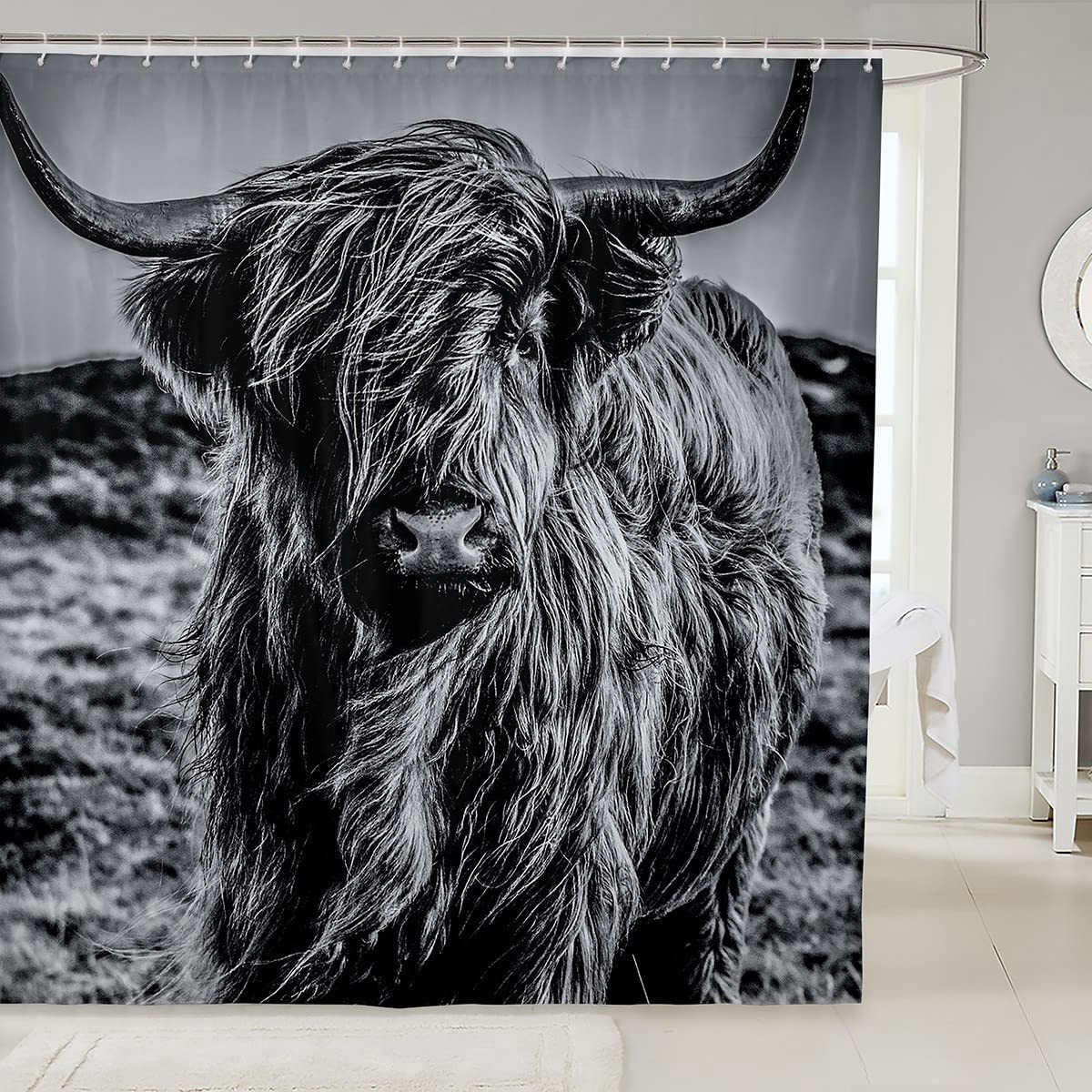 Omgoods - Highland Cow Douchegordijn voor Kinderen 182x223 cm