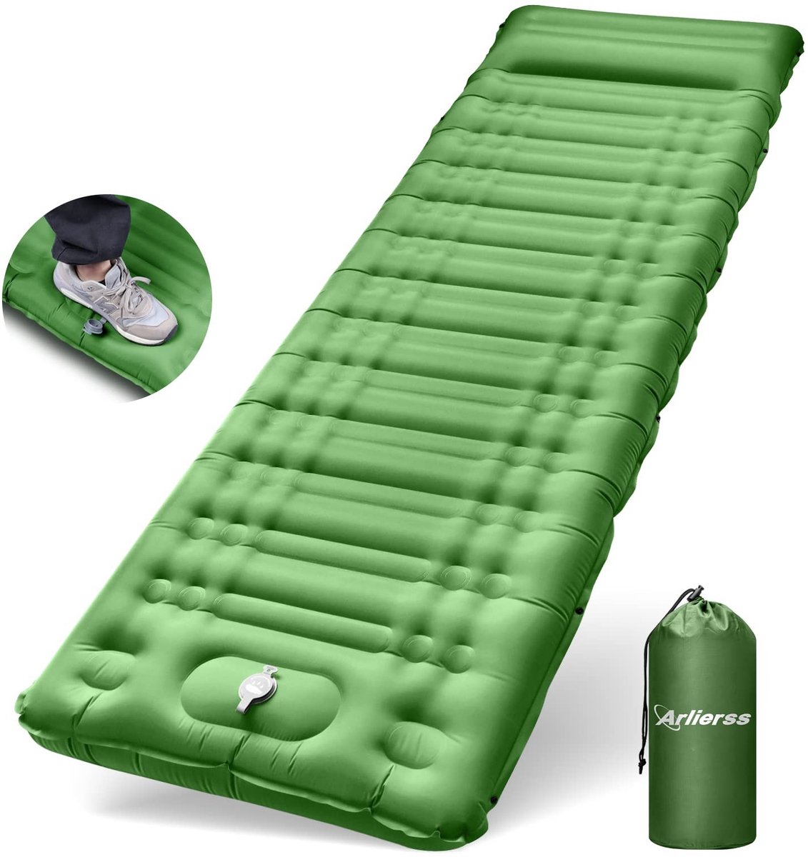 Omgoods - Opblaasbare Campingmat 4.7 Inch met Pomp en Kussen - Ideaal voor Outdoor, Hiking en Reizen