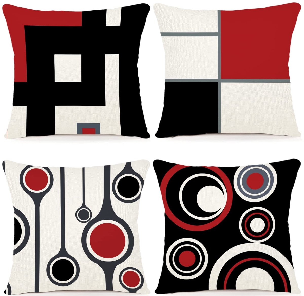 Omgoods - Set van 4 Decoratieve Kussenhoezen 50 x 50 cm - Geometrisch Patroon