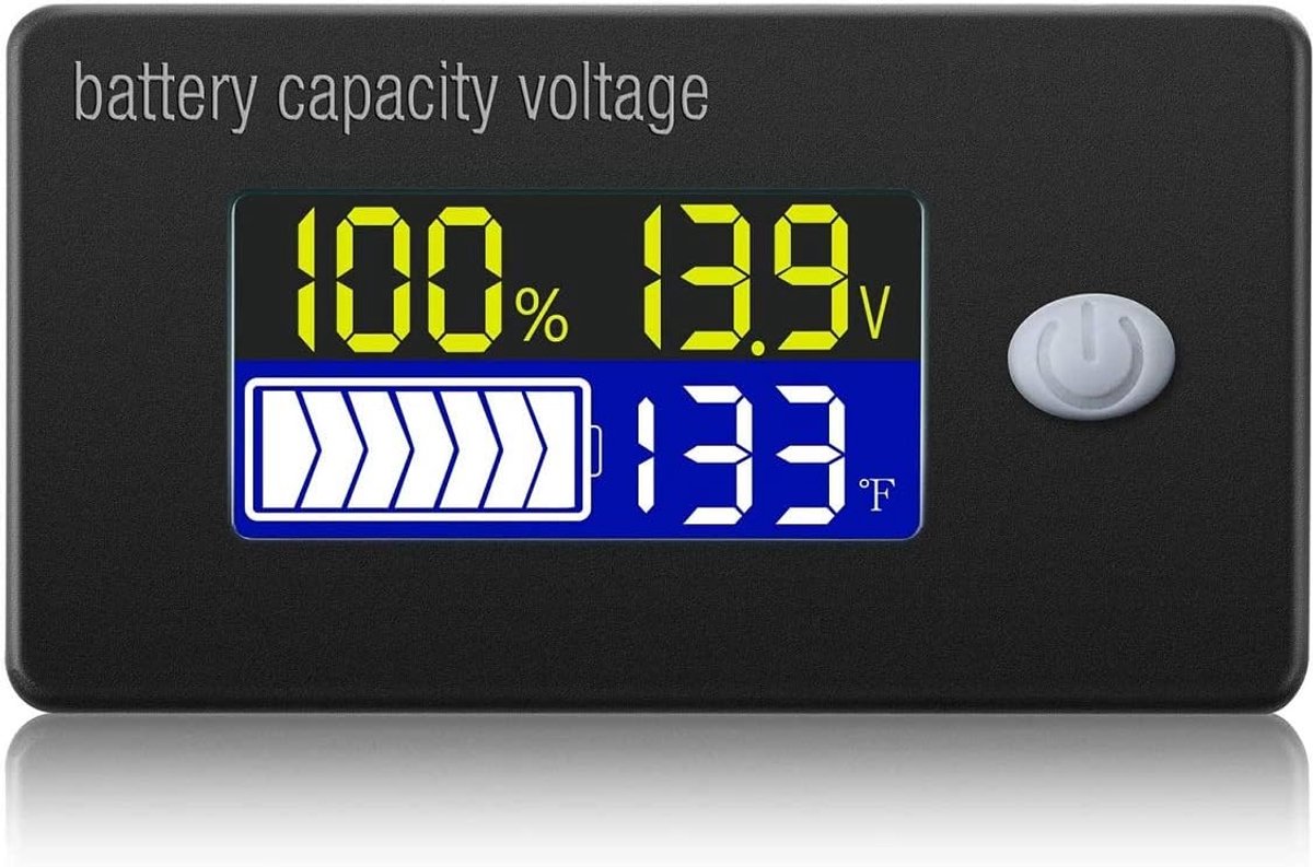 12V Display LCD Voltmeter Temperatuurmeter Tester voor Li-ion Lifepo4 Loodzuur