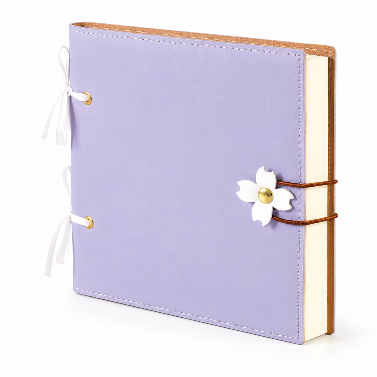VHV - Notitieboek Blanco 240 Pagina's - Vierkant dagboek met bloemsluiting en 180° vlakliggend ontwerp - Paars