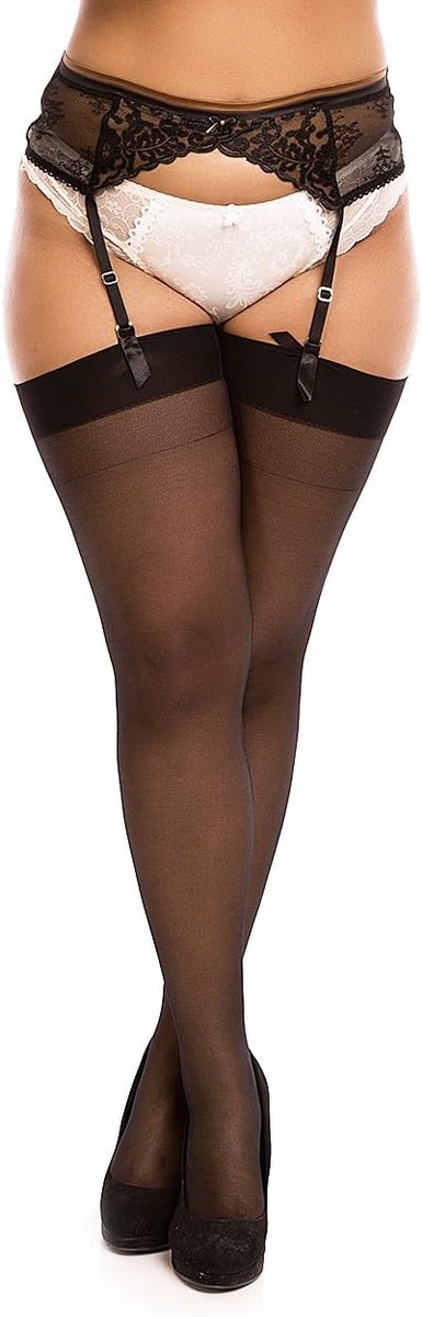 Kousen voor jarretels plus size BIGGI BIG Magic 20 – 20 DEN, semi-transparant, brede band, versterkte tenen
