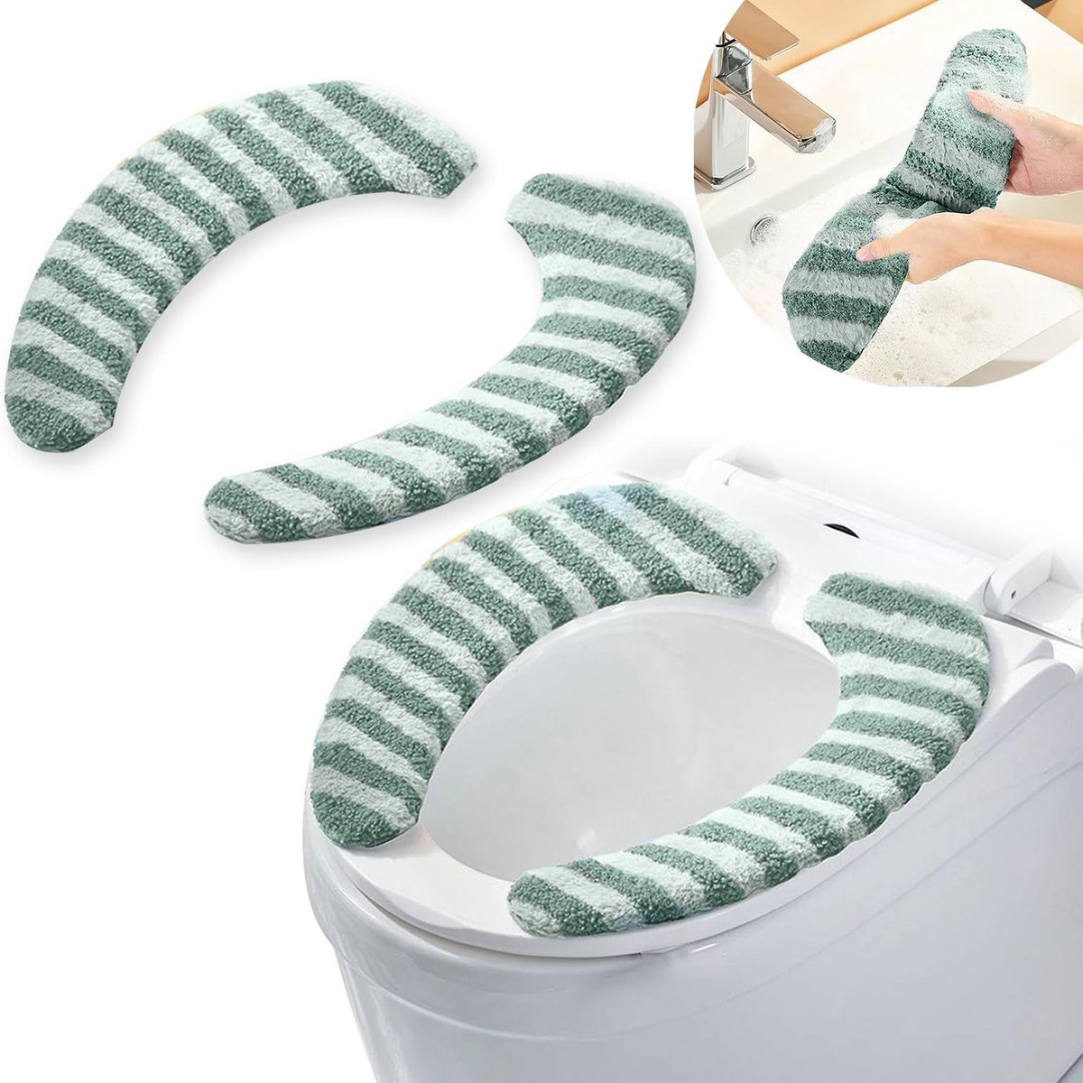 Omgoods - Wasbaar Warm Toiletzitkussen - Pluche Toiletzitting met Antislip voor Eenvoudig Onderhoud