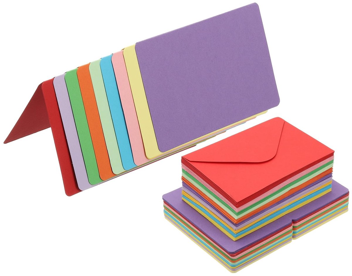 Omgoods - 100 Stuks Blanco Notitiekaarten met Enveloppen 4x6 - Perfect voor Uitnodigingen en Wenskaarten