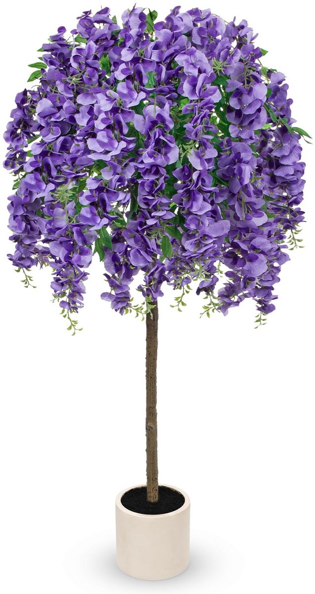 Omgoods - Kunstplant Wisteria 120 cm - Realistische Decoratieve Bloem voor Binnen en Buiten