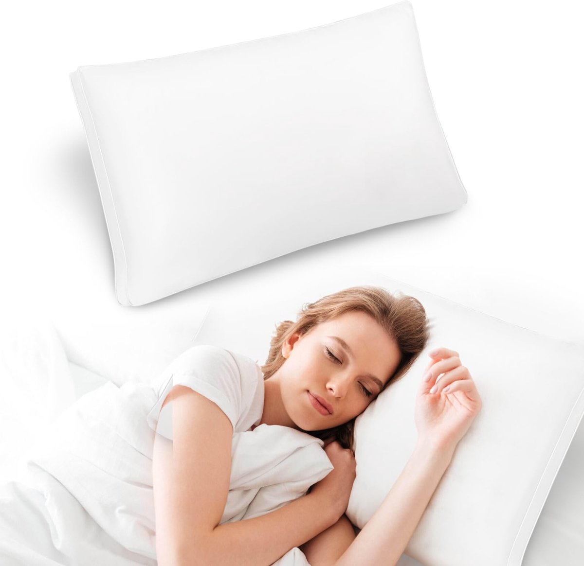 Omgoods - Hoofdkussen 68 x 43 cm met 1000 g Kussenvulling en Zachte Microvezel