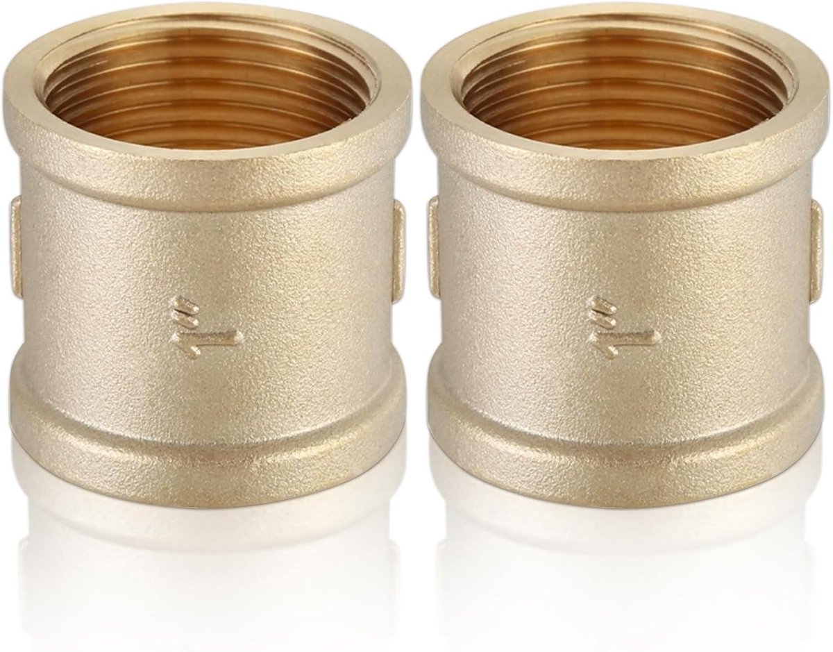 2 stuks messing 1 inch dubbele aansluitnippel 1 inch IG/IG binnendraad verbindingsstuk van messing adapter voor buisaansluiting