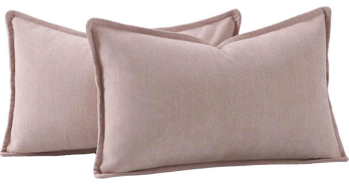 Omgoods - Set van 2 Zachte Chenille Kussenslopen met Franje 40 x 60 cm