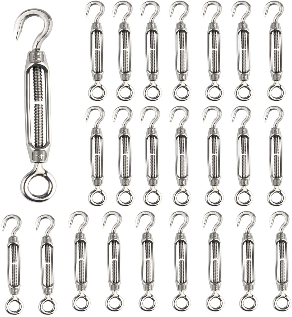 Omgoods - 24 Stuks Spanlock Tensioner M4 Hoofden en Oogjes - Krachtige Tensioners