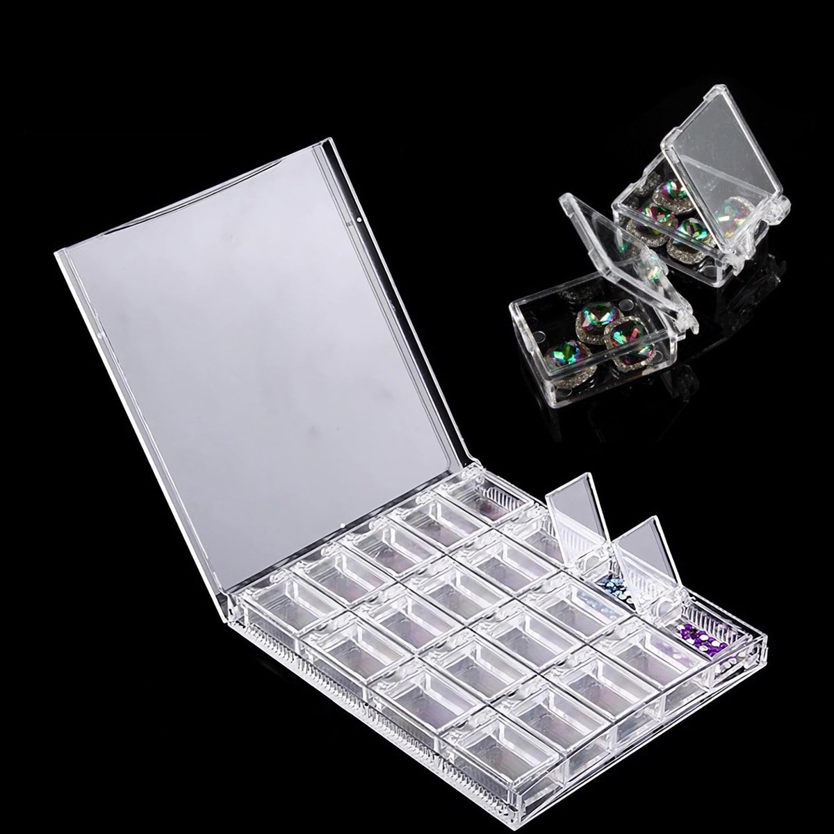 Omgoods - Transparante Nail Jewellery Box met 20 Compartimenten - Perfect voor Sieraden en Mini Items
