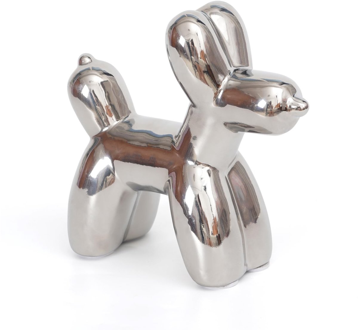 Omgoods - Handgemaakte Silvery Keramische Balloon Dog Beeld - Modern Dierlijke Decoratie