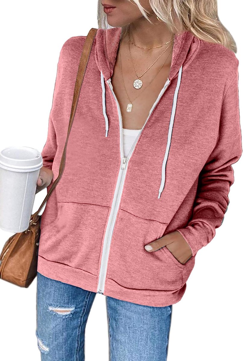 Omgoods - Dames Zip Up Hoodie met Lange Mouwen - Lichte Sportjack