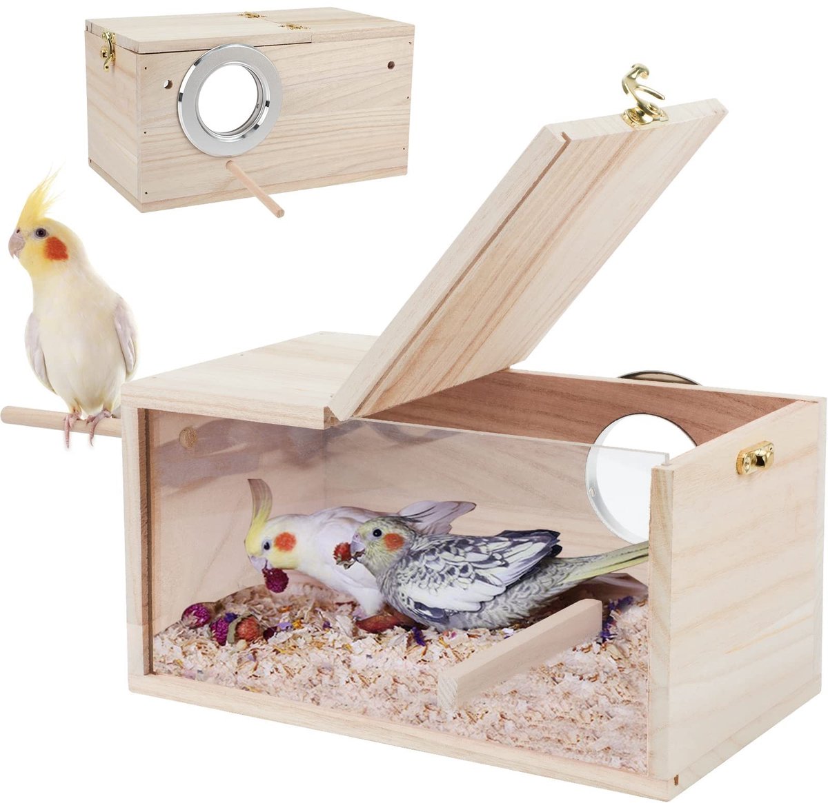 Omgoods - Transparante Nestkast voor Vogels met Houten Zitstok