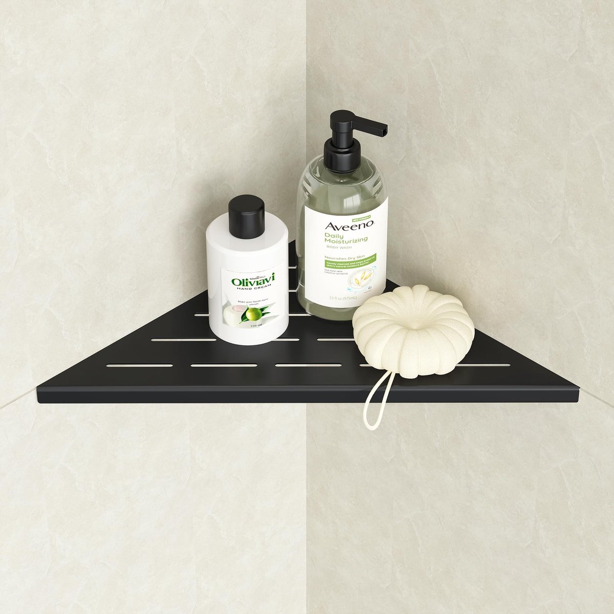 Omgoods - Hoekplank voor de Douche - Geen Boren, Zwart