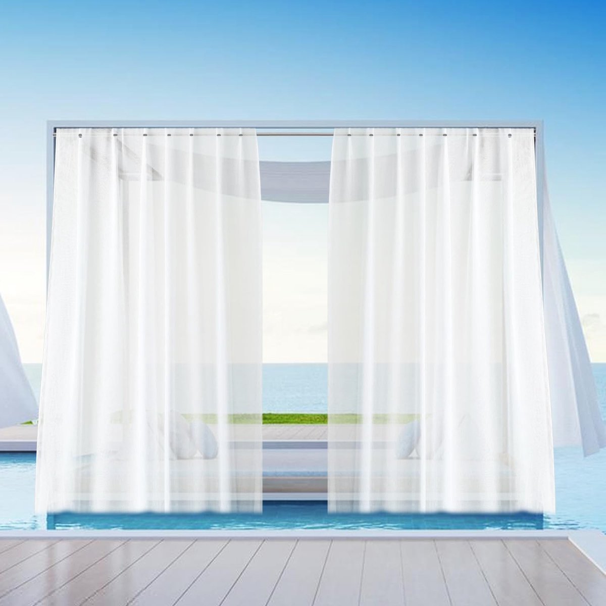 Omgoods - Weerbestendige Buiten Gordijn - Transparant 213x132 cm voor Balkon en Patio