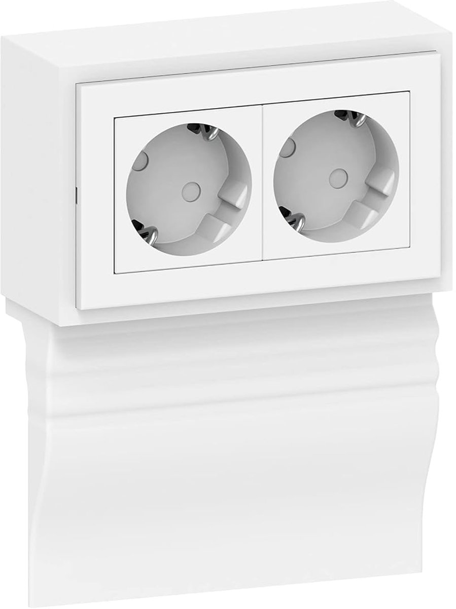 2-voudige stekkerunit voor plint "Berliner Profi" van PVC, wit