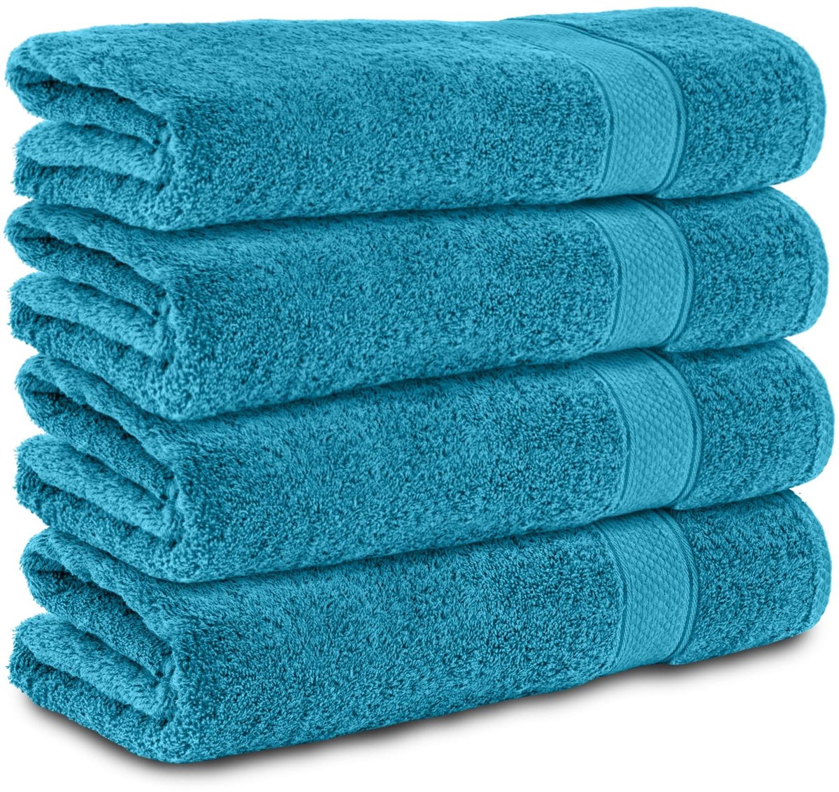 Omgoods - Komfortec Badhanddoeken Set van 4 - 100% Katoen, Turquoise 70x140 cm